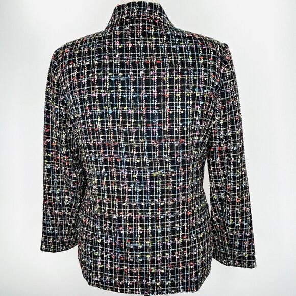 Vintage Sag Harbor Blazer Womens 16 Black Colorful Preppy Business Casual Jacket - Picture 3 of 14